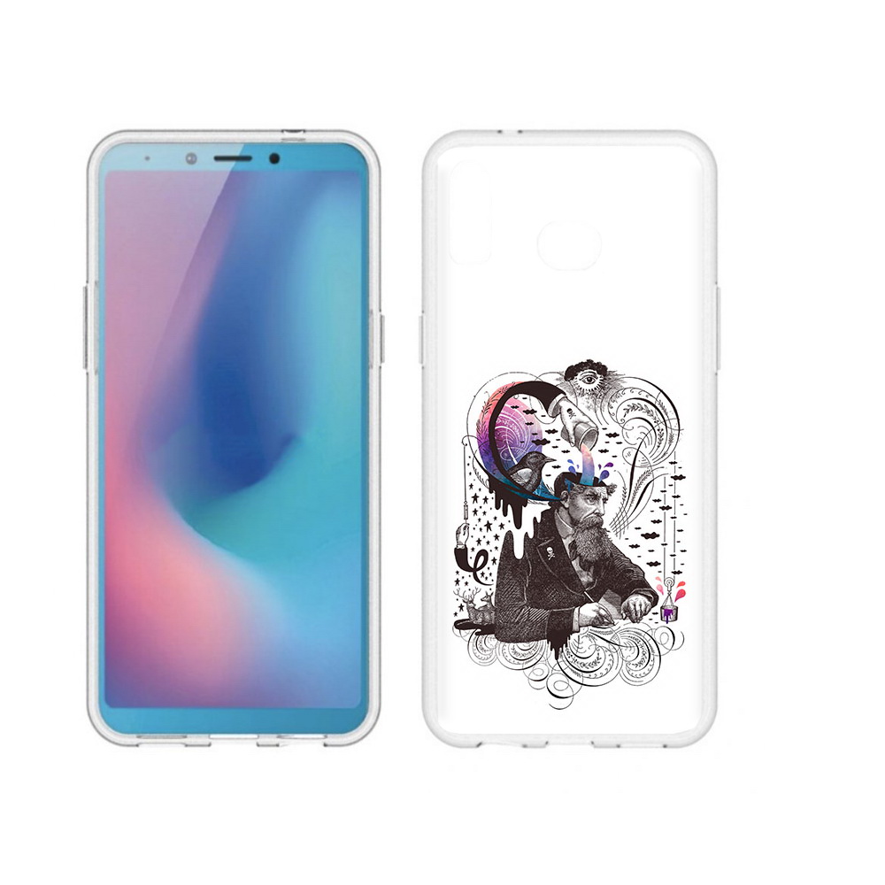 

Чехол MyPads Tocco для Samsung Galaxy A6s абстракция думающий мужчина (PT123850.597.210), Прозрачный, Tocco