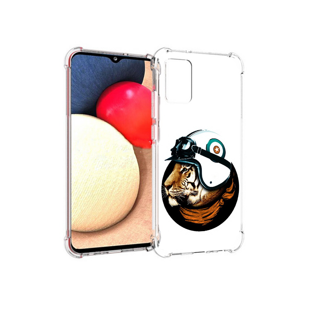 

Чехол MyPads Tocco для Samsung Galaxy A02s Тигр в шлеме (PT156738.479.171), Прозрачный, Tocco