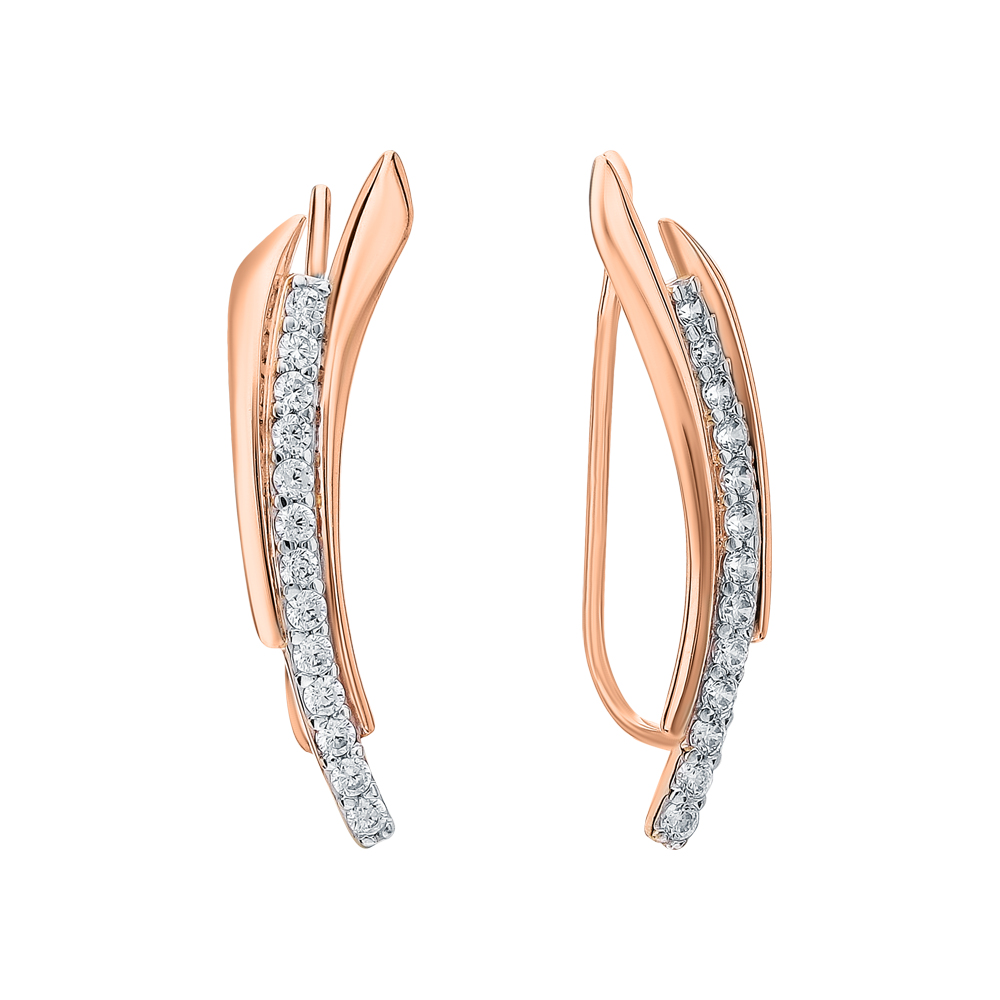 

Серьги клаймберы из красного золота ЯХОНТ Золотой 227810, фианит, 227810