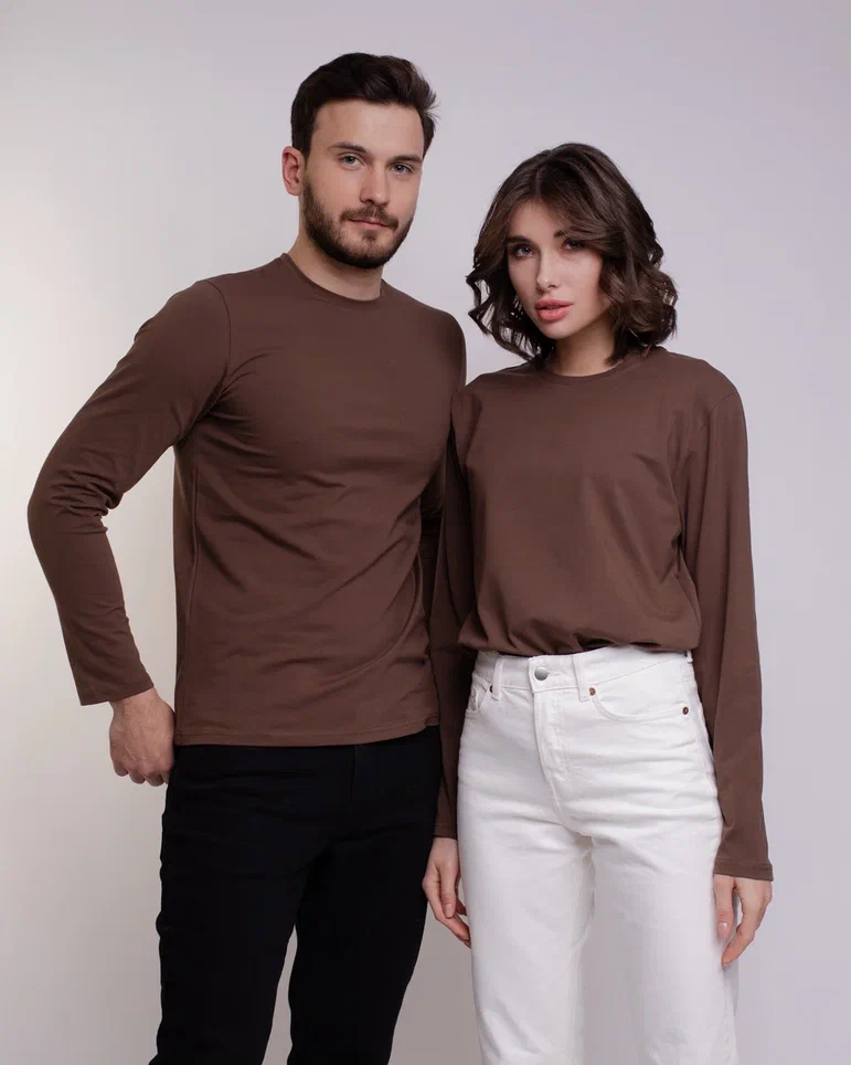 Лонгслив унисекс Uzcotton UZ-M-L коричневый 48-50\\L