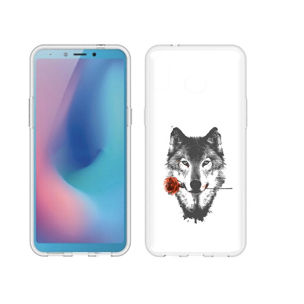

Чехол MyPads Tocco для Samsung Galaxy A6s волк с розой (PT123850.597.270), Прозрачный, Tocco