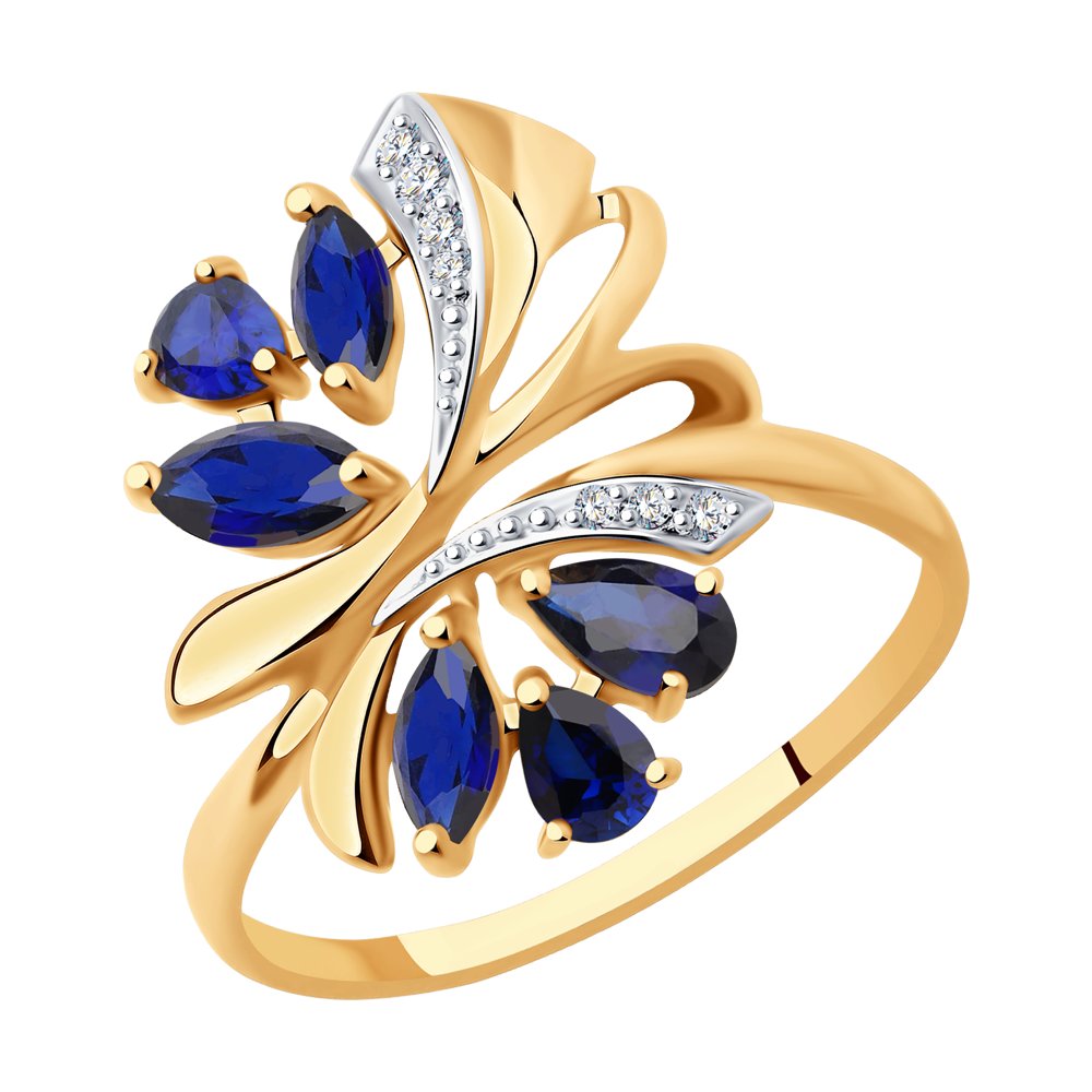 

Кольцо из золота р. 19,5 SOKOLOV 714739, корунд искусственный\фианит, 714739