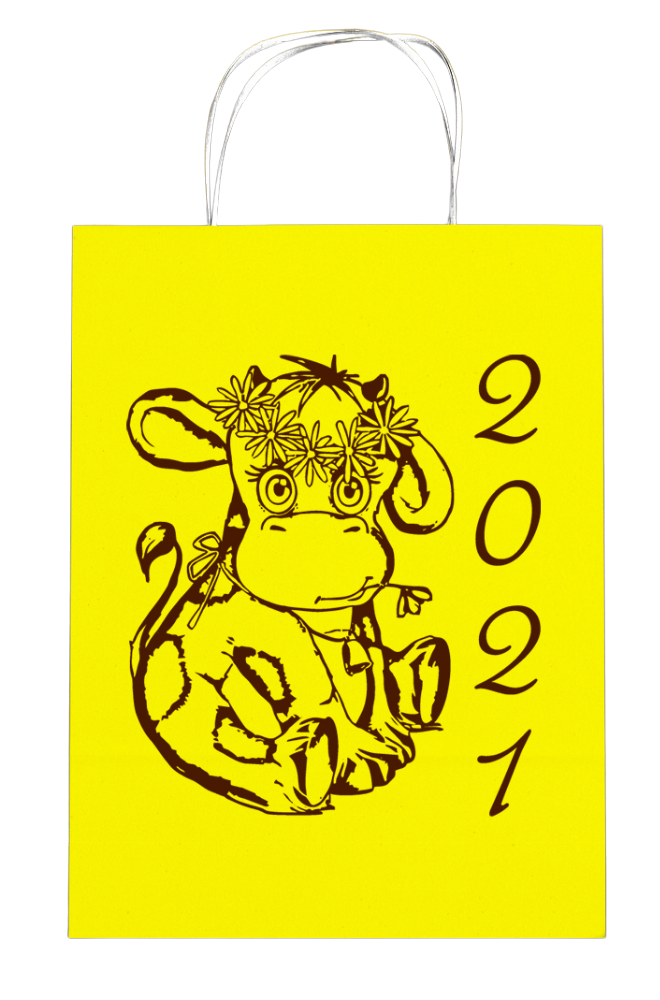 

Крафт пакет подарочный Аэрополиграфия бычок желтый, 5 штук