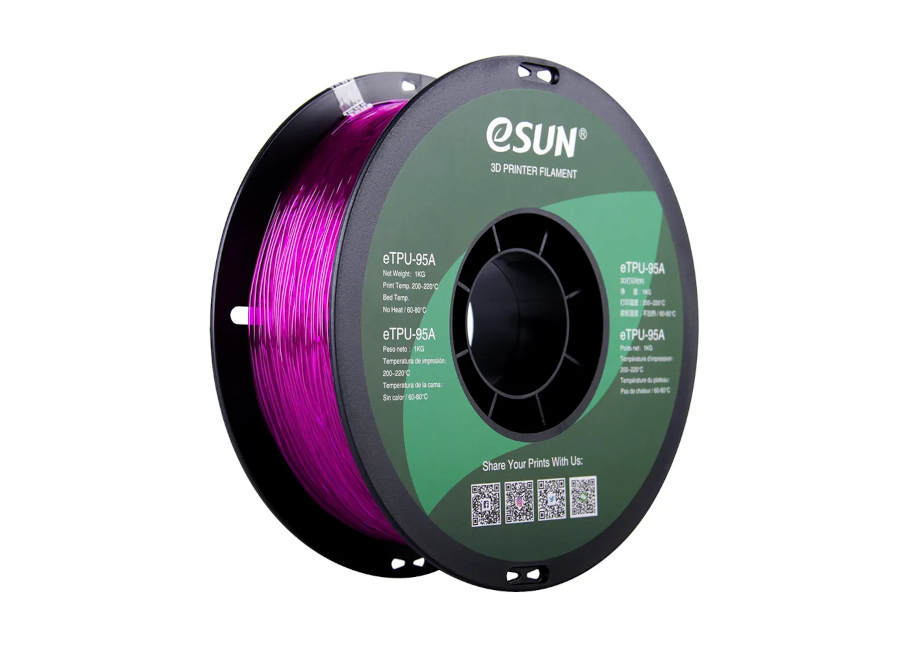 

Пластиковая нить eTPU-95A, 1.75 mm, transparent purple, 1 kg/roll, ETPU-95A-P175GZ1