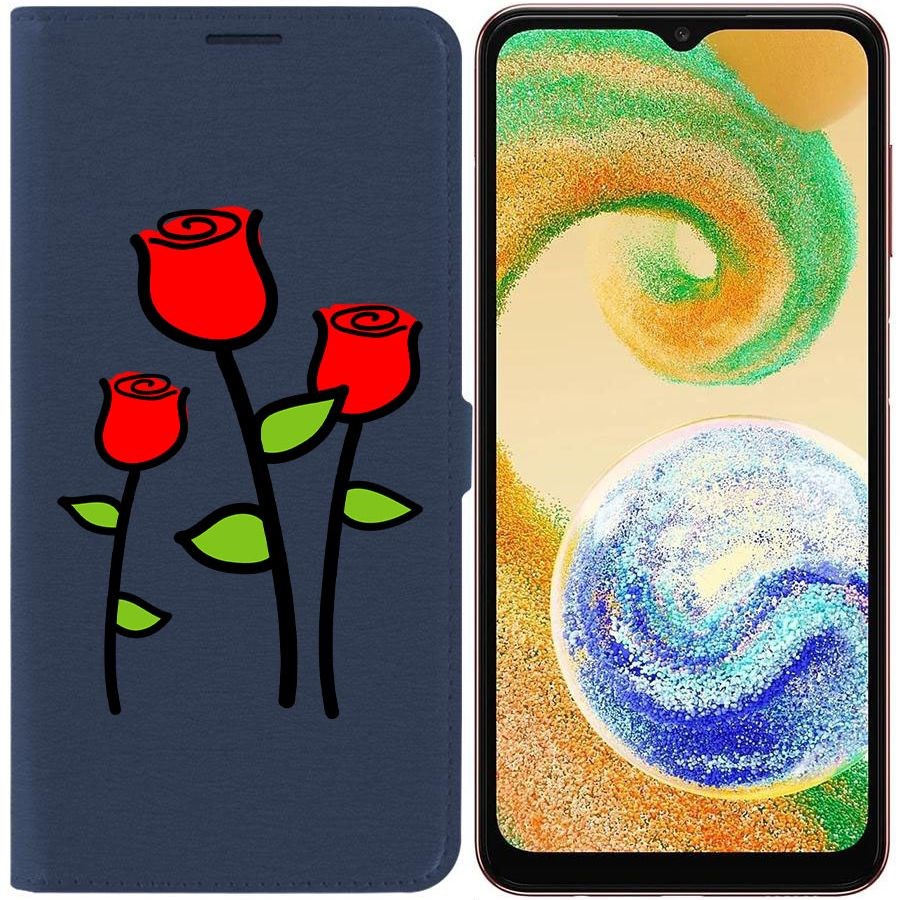 

Чехол-книжка Krutoff Eco Book для Samsung Galaxy A04s (A047) Розочки (синий)