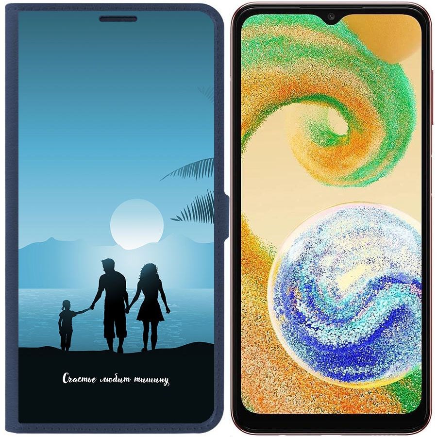

Чехол-книжка Krutoff Eco Book для Samsung Galaxy A04s (A047) Счастье любит тишину (синий)