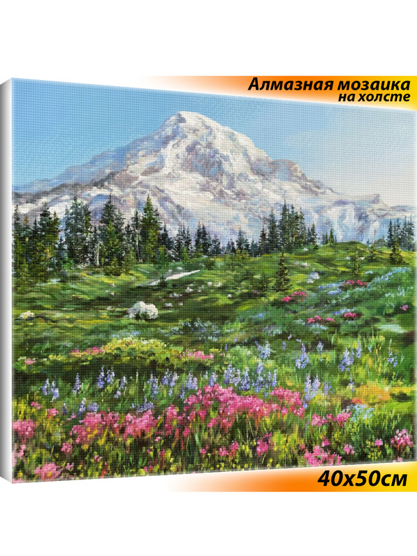 

Алмазная мозаика Белоснежка Альпийские луга на подрамнике 40х50 см, Альпийские луга