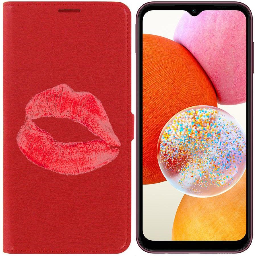 Чехол-книжка Krutoff Eco Book для Samsung Galaxy A14 4G (A145) След помады (красный)