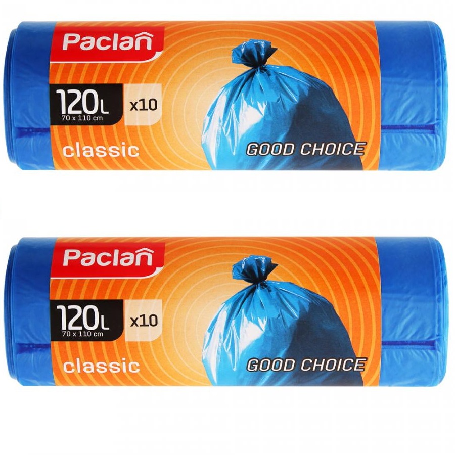 фото Комплект paclan classic мешки для мусора пнд синий 120 л. 10 шт. в рулоне х 2 шт.