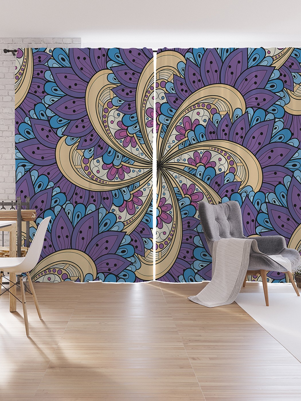 

Шторы под лён JoyArty "Мельница из лепестков", серия Oxford DeLux, 340х265 см, Мельница из лепестков