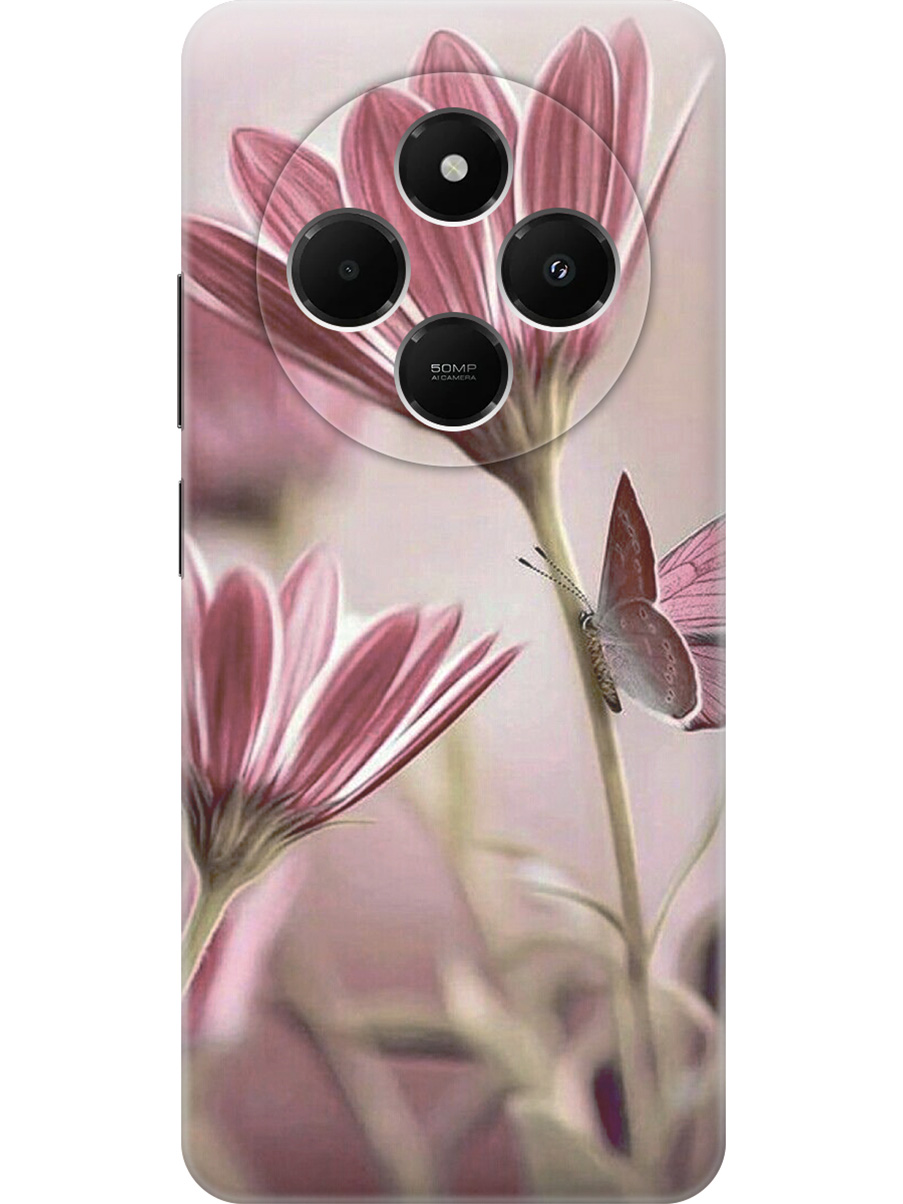 

Силиконовый чехол на Xiaomi Redmi 14C, Poco C75 с принтом "Бабочка на розовом цветке", Прозрачный;бежевый;розовый, 786715723