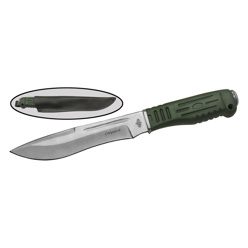 Мощный полевой нож Спецназ-6, сталь AUS8, рукоять эластрон