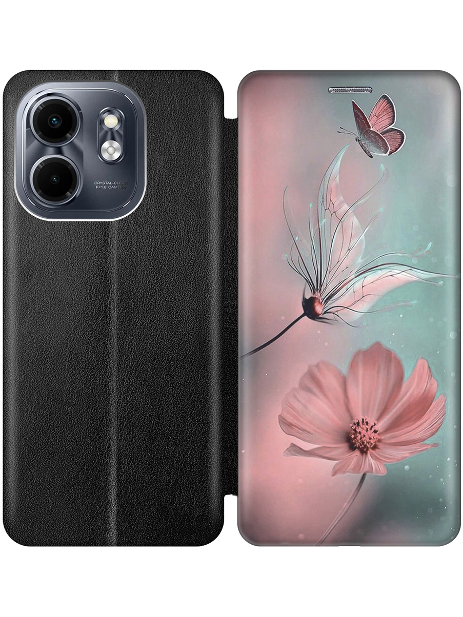 

Чехол-книжка на Infinix Hot 50i / Smart 9 с принтом "Бабочка и цветы" черный, Черный;голубой;розовый;серый, 786719322