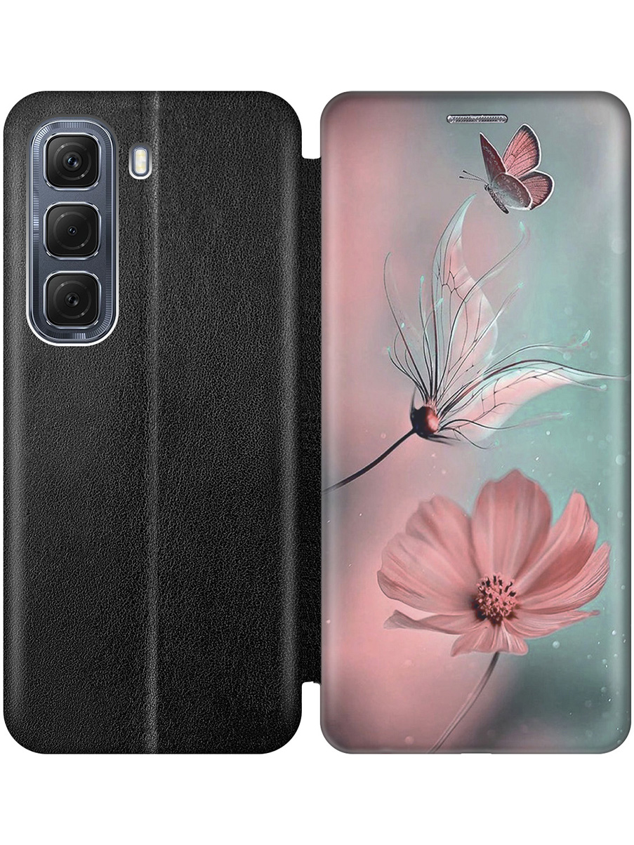 

Чехол-книжка на Infinix Hot 50 4G с принтом "Бабочка и цветы" черный, Черный;голубой;розовый;серый, 786718722