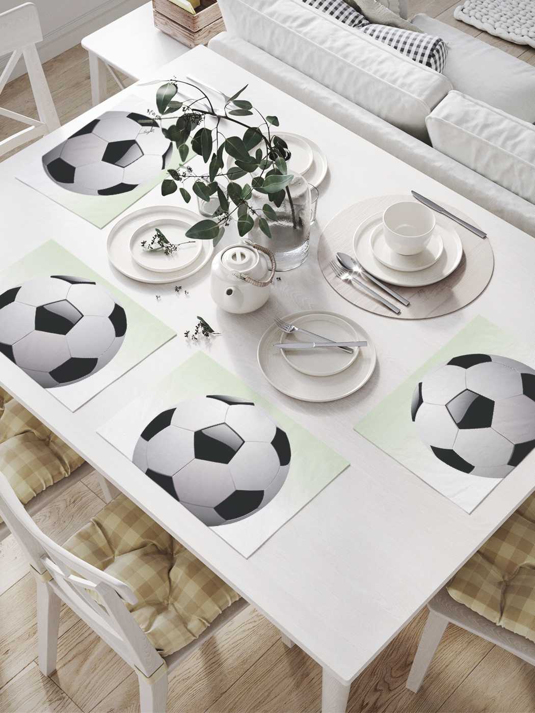 фото Комплект салфеток joyarty "футбольный мяч" для сервировки стола 32х46 см, 4 шт.