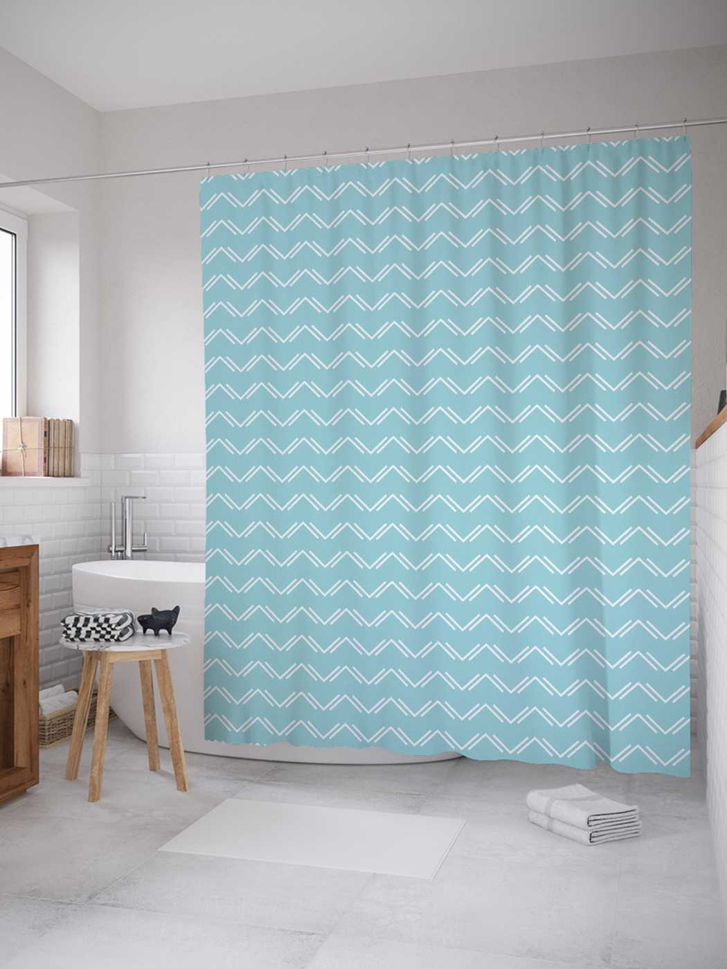 

Штора для ванной JoyArty "Углы зигзагами" из сатена, 180х200 см с крючками, Белый