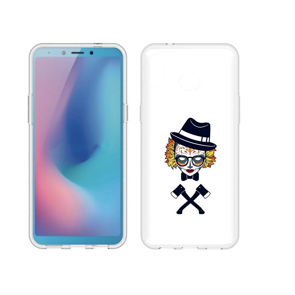 

Чехол MyPads Tocco для Samsung Galaxy A6s девушка в маске с топорами рисунок, Прозрачный, Tocco