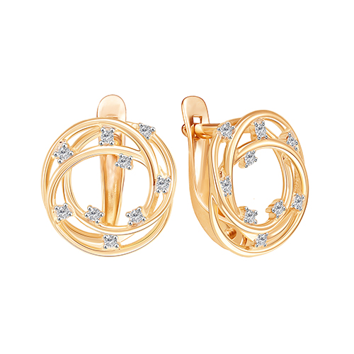 

Серьги из красного золота ЯХОНТ Золотой 2700444, фианит, 2700444