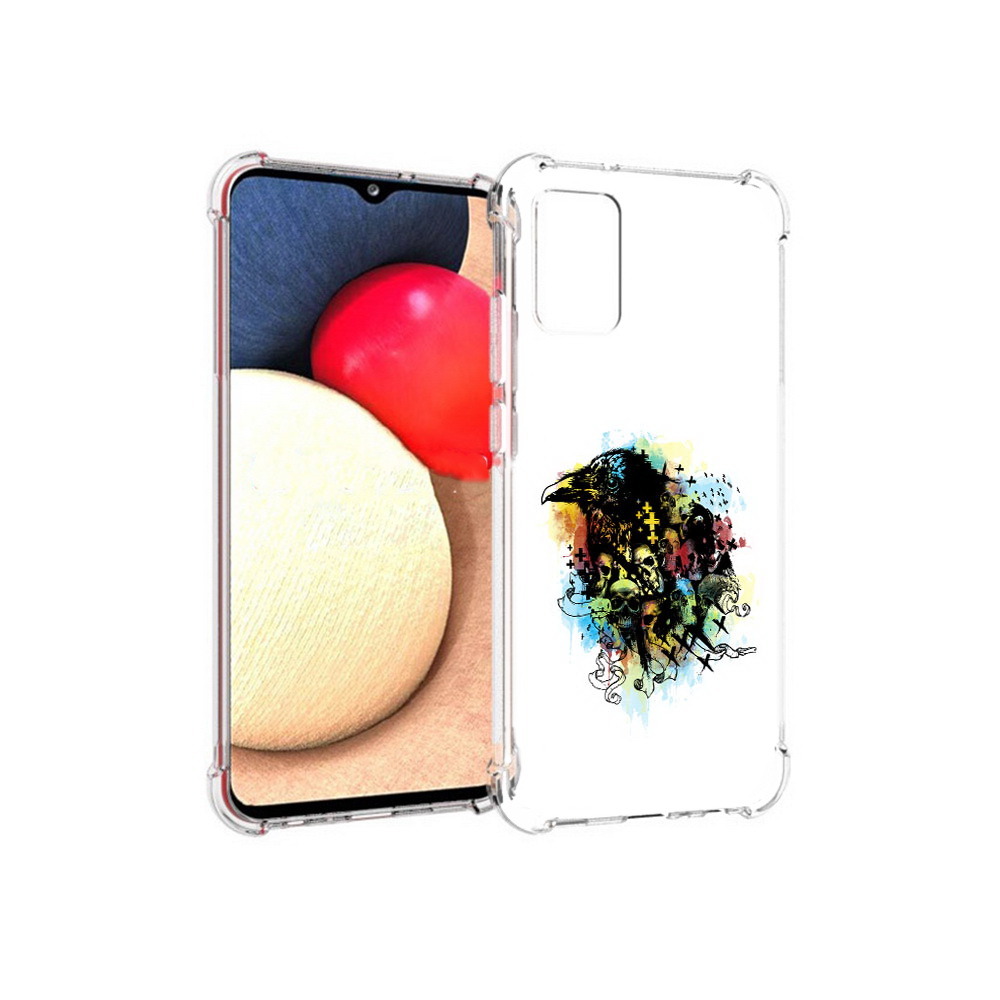 

Чехол MyPads Tocco для Samsung Galaxy A02s ворон и черепа (PT156738.479.273), Прозрачный, Tocco