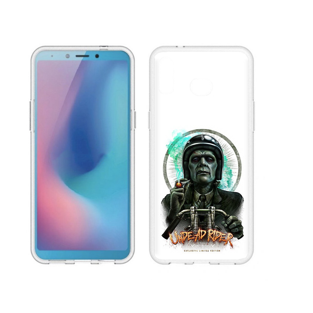 

Чехол MyPads Tocco для Samsung Galaxy A6s зеленый мужчина с сигаретой на мотоцикле, Прозрачный, Tocco