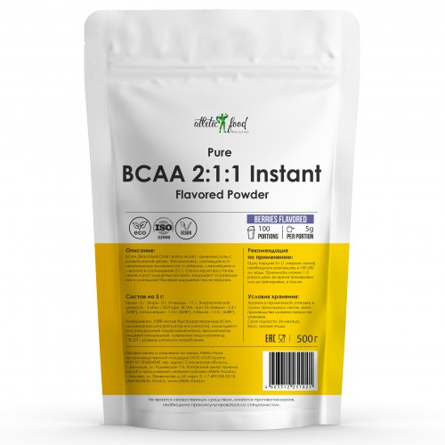 фото Bcaa atletic food bcaa 2:1:1 instant flavored powder - 500 грамм (со вкусом), апельсин