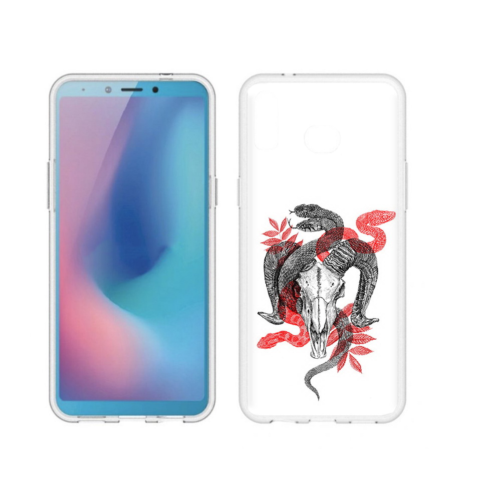 

Чехол MyPads Tocco для Samsung Galaxy A6s змея в черепе рисунок (PT123850.597.365), Прозрачный, Tocco