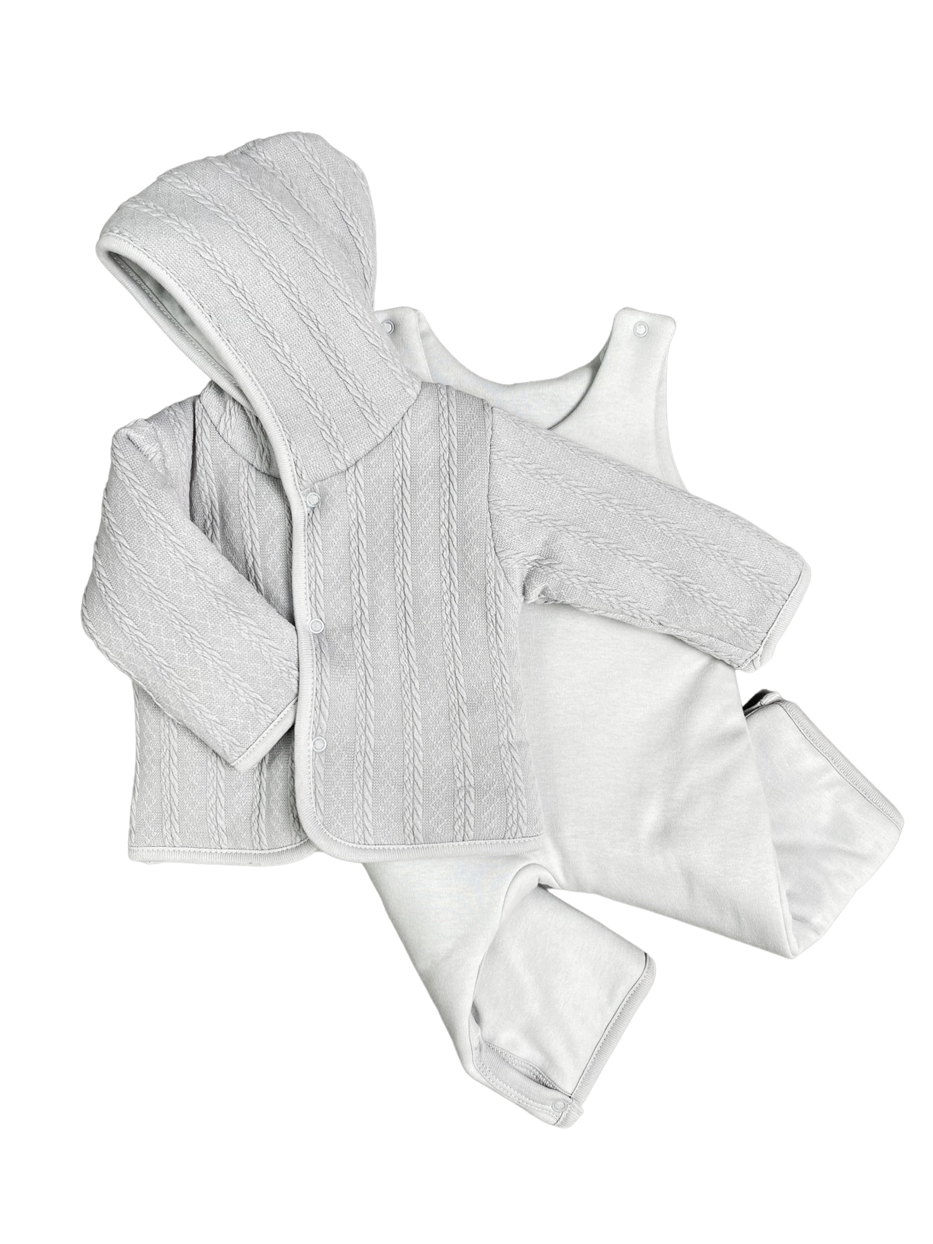 Комплект верхней одежды детский Clariss Вязаный микс, серый; светло-серый, 68
