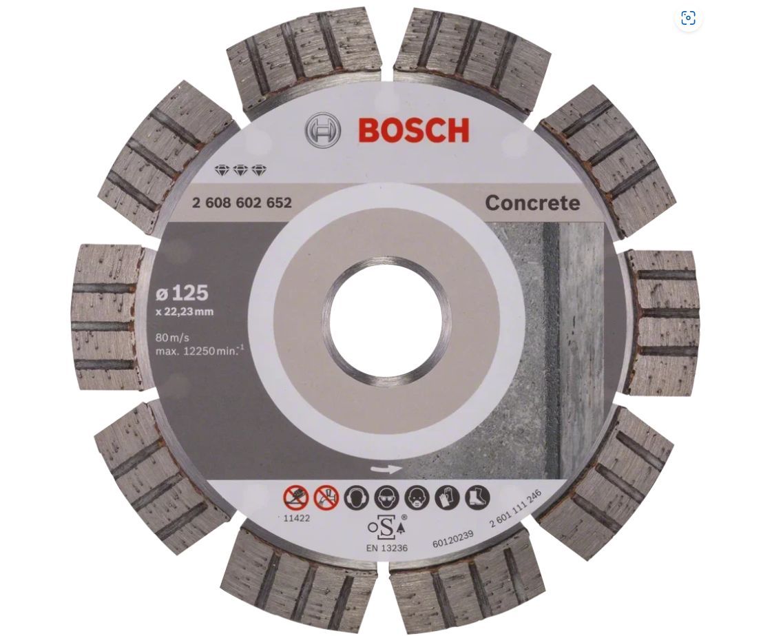 Диск алмазный Bosch 125 x 2,4 x 22.23 железобетон диск алмазный для резки общестроительных материалов atlas uni 125x22 2 мм norton 70184614168