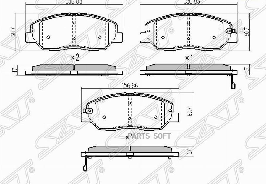 

Колодки Тормозные Перед Kia Sorento 09- Hyundai Santa-Fe 06- 1Шт Sat St-58101-2Ba10