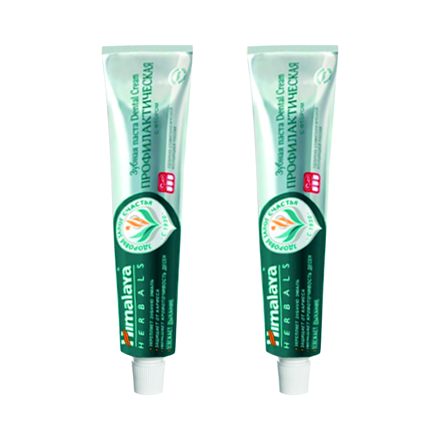 Комплект Зубная паста Himalaya Dental Cream Профилактическая с фтором 100 г х 2 шт. luxlite dental гелевая зубная паста кокос 53