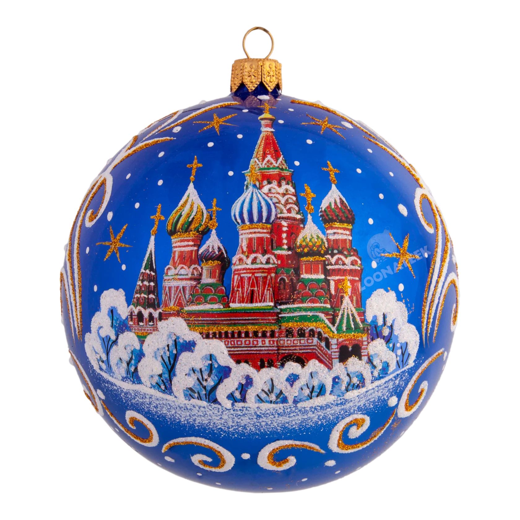 

Елочная игрушка Шар Покровский Храм фабрика Елочка C1769 1шт., синий, Покровский Храм