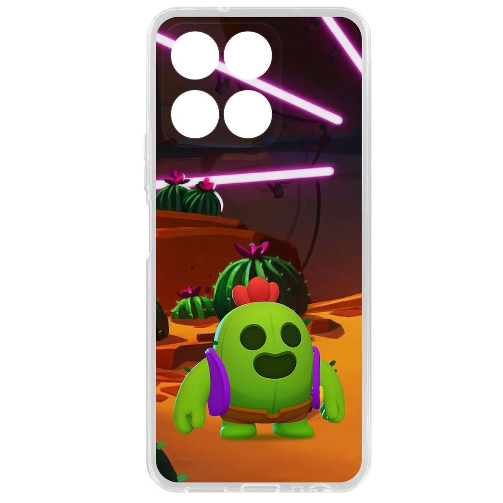 

Чехол-накладка Krutoff Clear Case Brawl Stars-Спайк для Honor X6a, Прозрачный