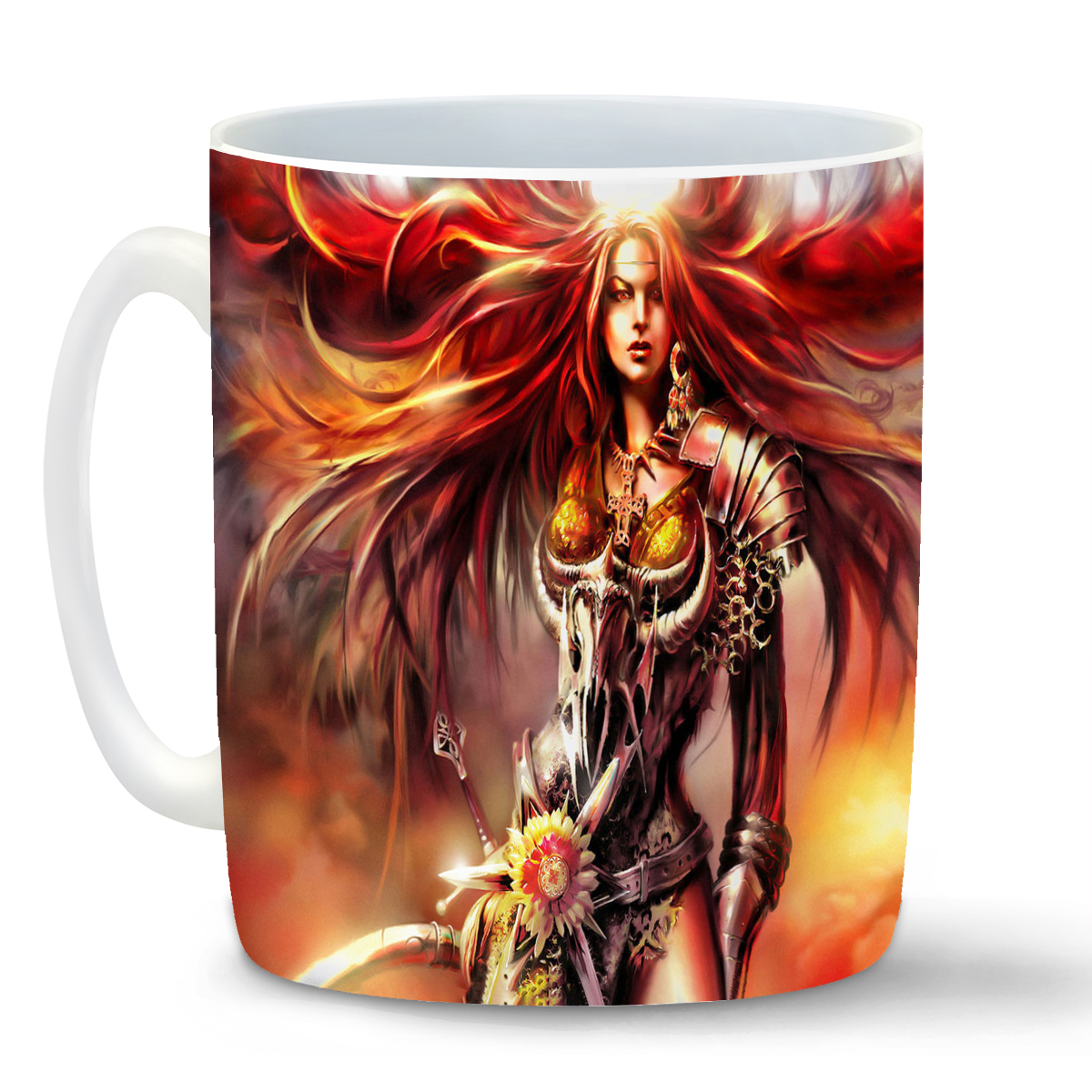 

Кружка CoolPodarok blood magic Рыжая девушка Меч Доспехи