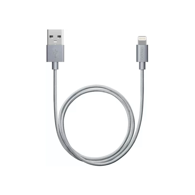 Дата-кабель USB - 8-pin для Apple, алюминий/нейлон, MFI, 1,2м, графит, Deppa