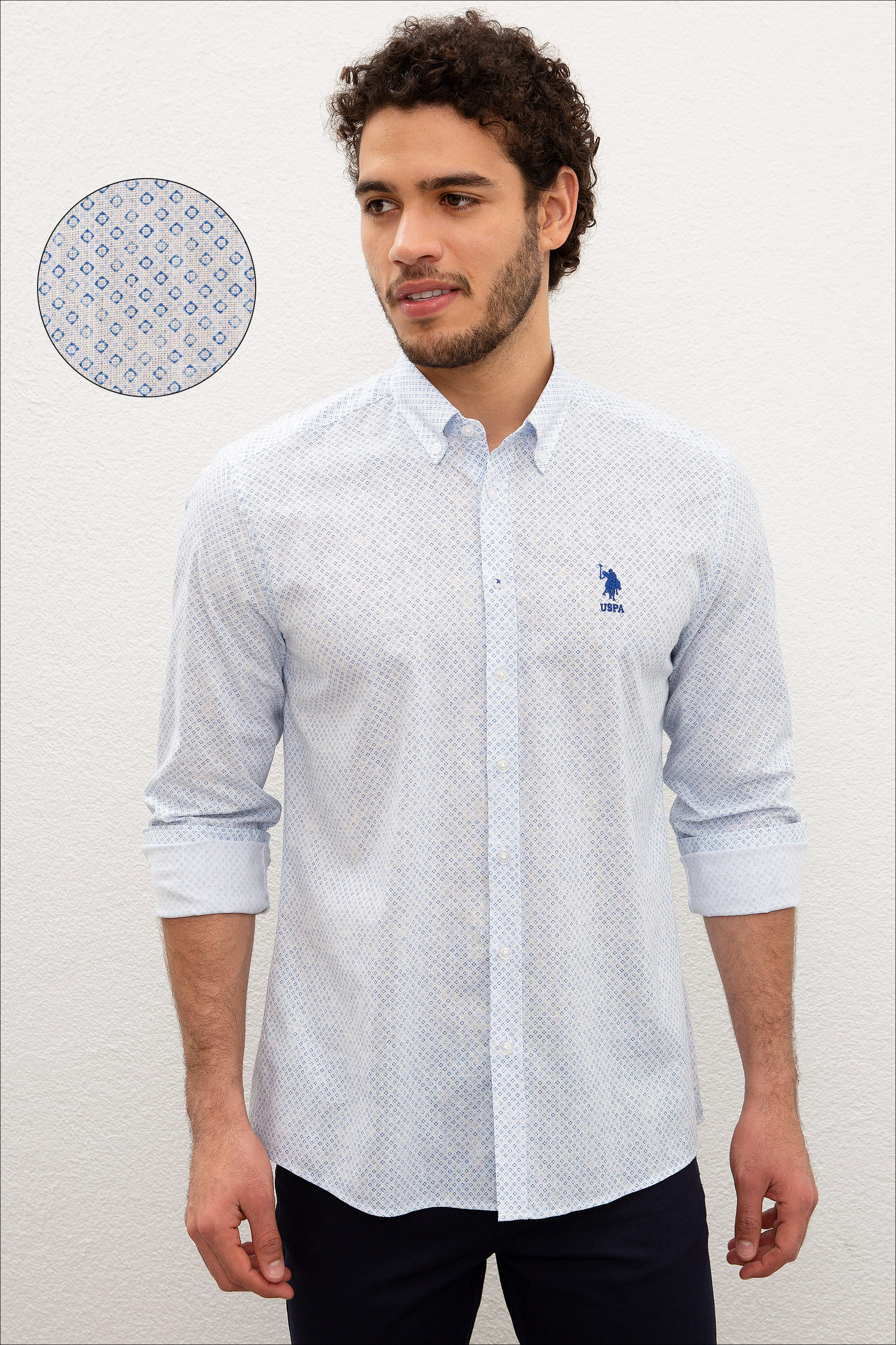 

Рубашка мужская U.S. POLO Assn. G081GL0040TANYAZ голубая M, G081GL0040TANYAZ