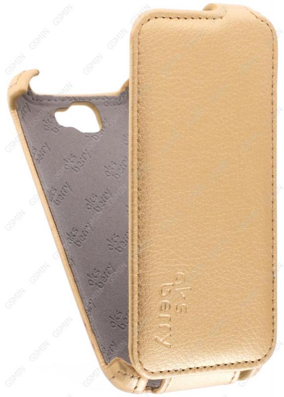 

Кожаный чехол для Fly FS404 Stratus 3 Aksberry Protective Flip Case (Золотой), Золотистый