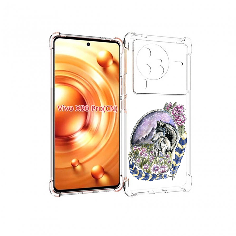 

Чехол MyPads нарисованный волк в цветах с перьями для Vivo X80 PRO, Прозрачный, Tocco