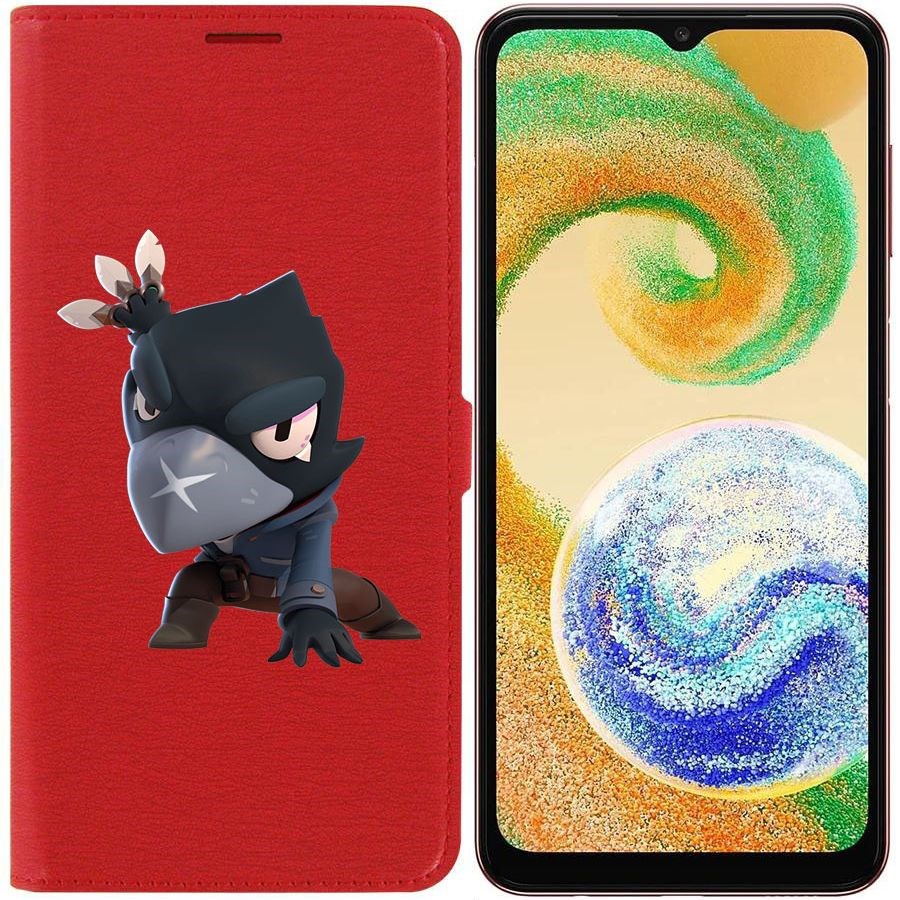 

Чехол-книжка Krutoff Eco Book для Samsung Galaxy A04s (A047) Brawl Stars-Ворон (красный)