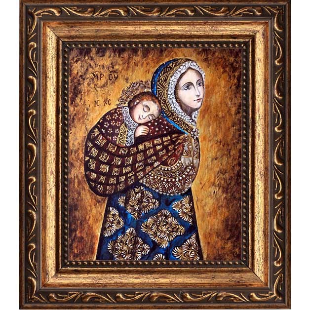 

Колыбельная (Несущая в платке) икона Божьей Матери на холсте.