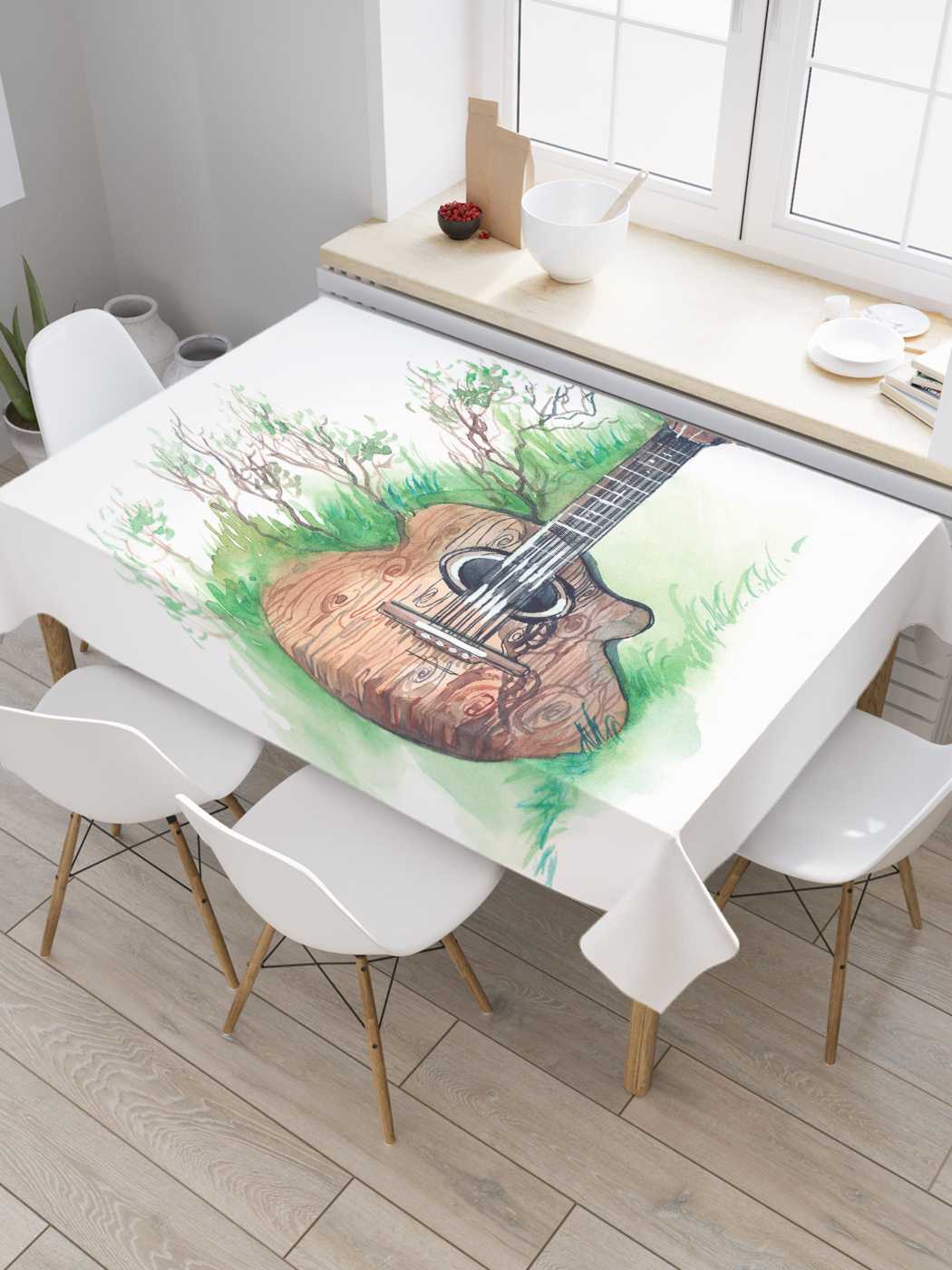 

Скатерть прямоугольная JoyArty "Деревянная гитара" из сатена, 180x145 см, Синий, Деревянная гитара