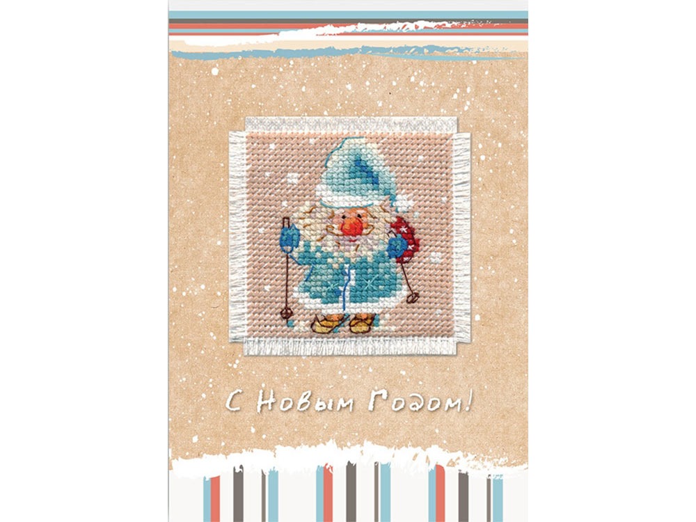 Набор для изготовления открытки с вышивкой Алиса Дед Мороз, 5,7x5,7 см, арт. 7-01
