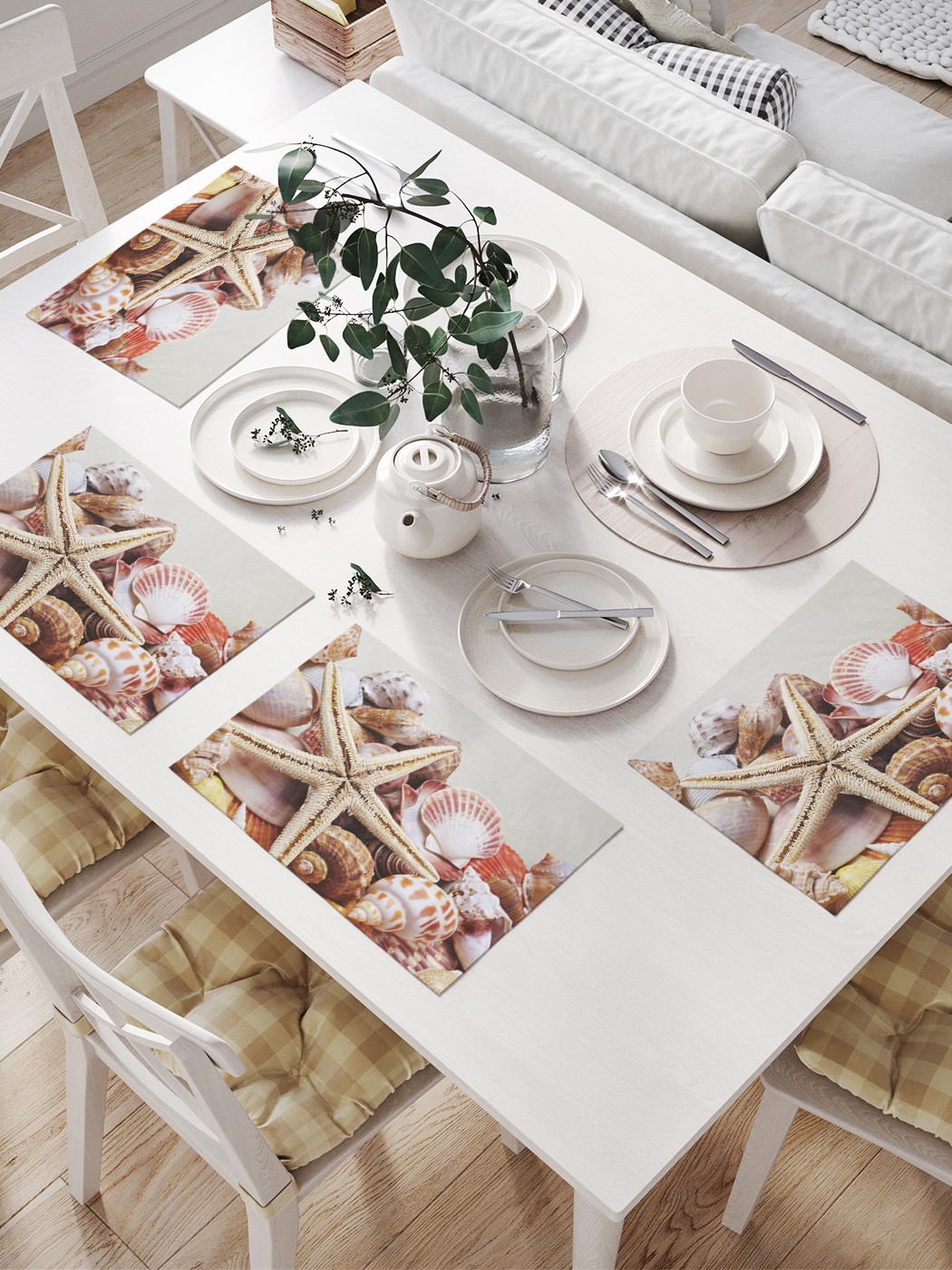 

JoyArty Комплект салфеток для сервировки стола «Морская коллекция» (32х46 см, 4 шт.), Серый;розовый;бежевый