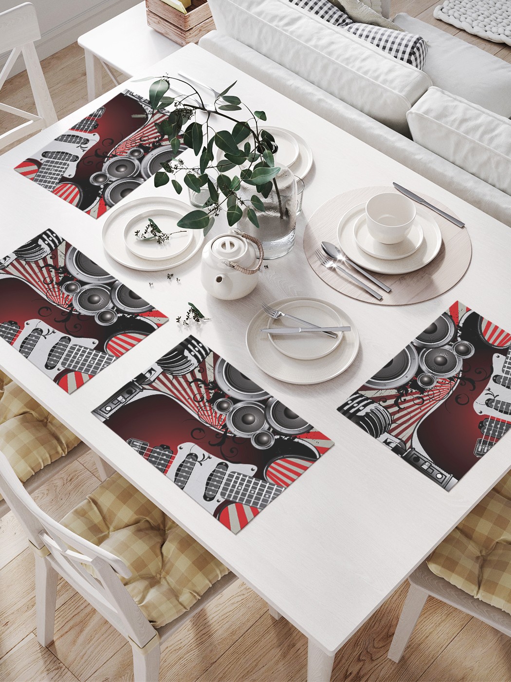 

JoyArty Комплект салфеток для сервировки стола «Концерт начинается» (32х46 см, 4 шт.), Черный;красный