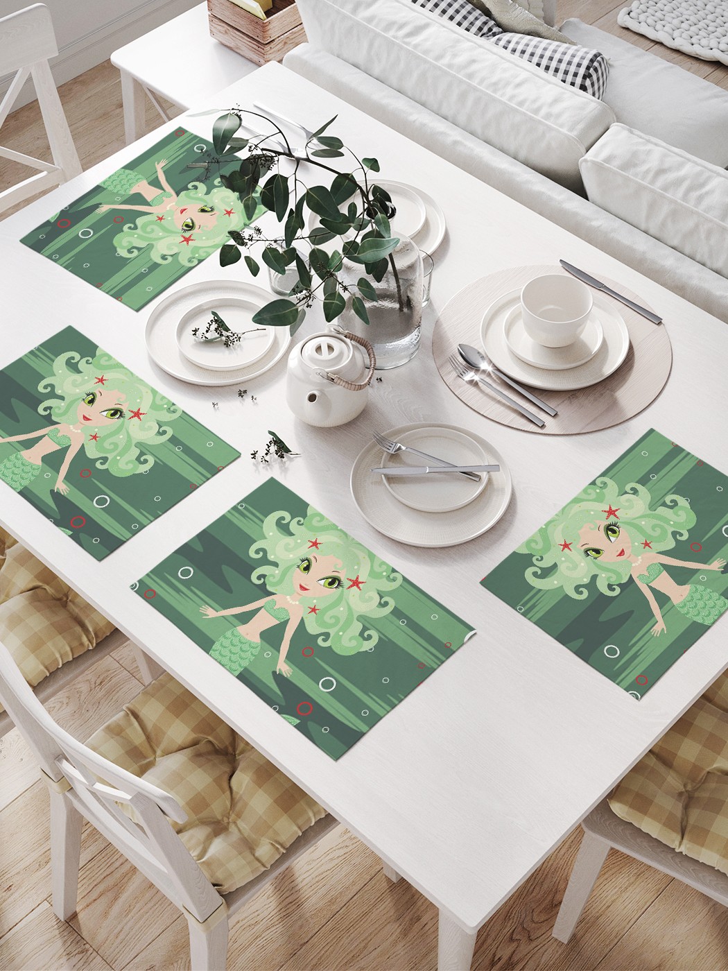 

JoyArty Комплект салфеток для сервировки стола «Магическая русалка» (32х46 см, 4 шт.), Зеленый;красный