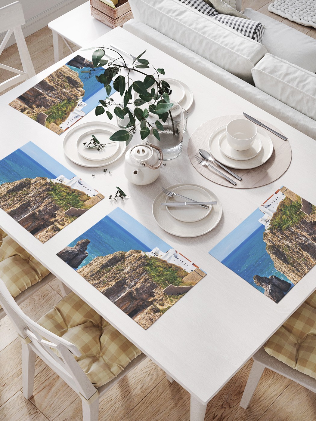 

JoyArty Комплект салфеток для сервировки стола «Большой маяк у обрыва» (32х46 см, 4 шт.), Синий;коричневый;голубой