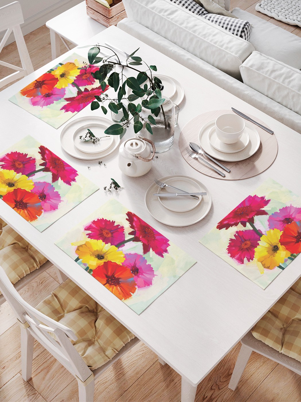 фото Joyarty салфетки для сервировки «цветочная картина маслом» (32х46 см, 4 шт.)