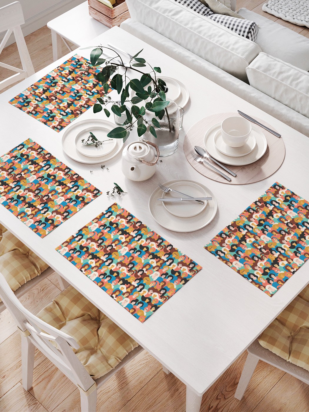 

JoyArty Комплект салфеток для сервировки стола «Множество девушек» (32х46 см, 4 шт.), Оранжевый;голубой;коричневый