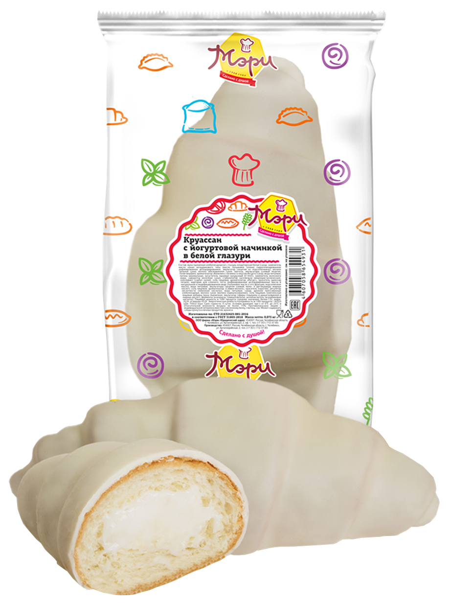 фото Круассан mary слоеный с йогуртовой начинкой в белой глазури 75 г мэри