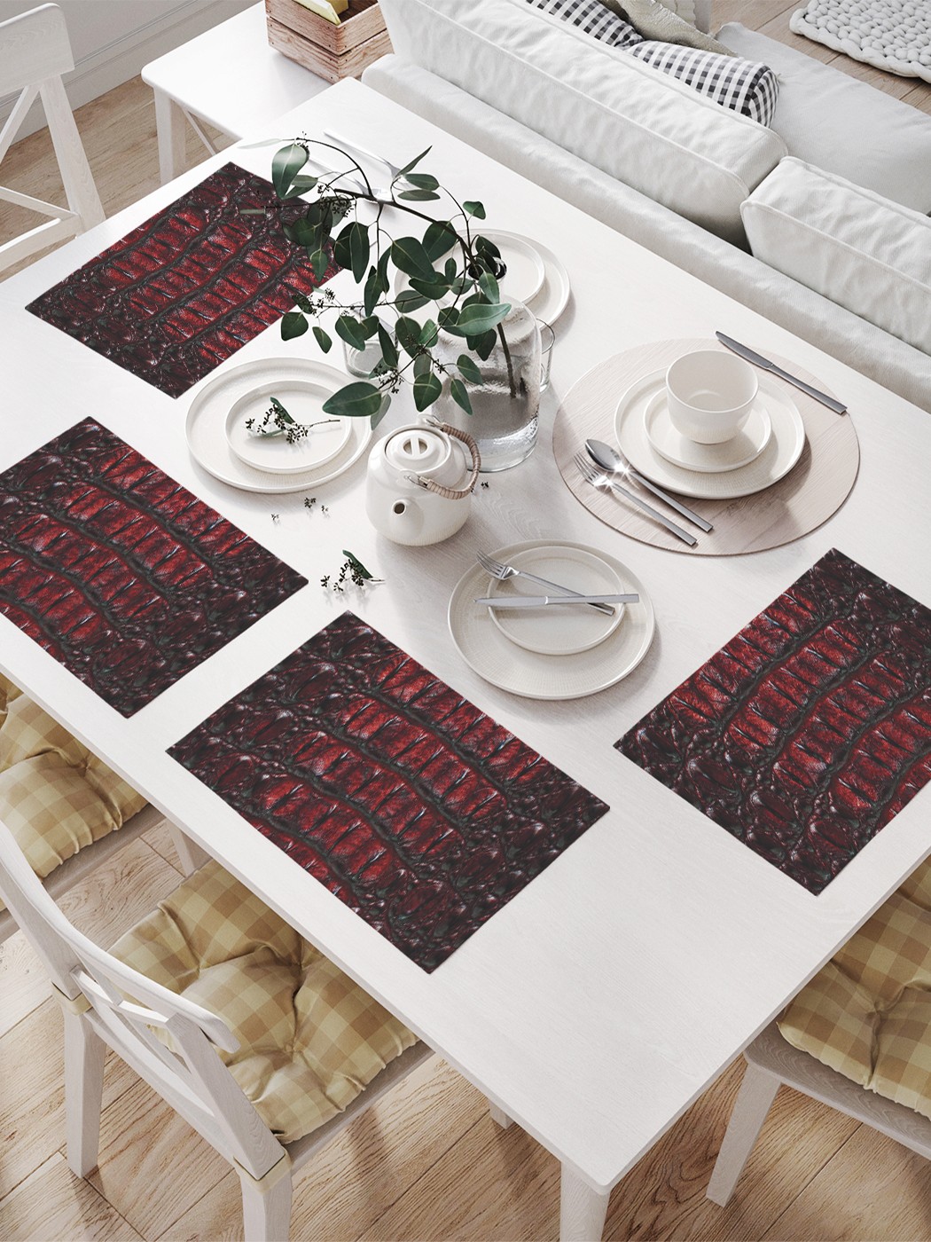 

JoyArty Комплект салфеток для сервировки стола «Опасный аллигатор» (32х46 см, 4 шт.), Красный