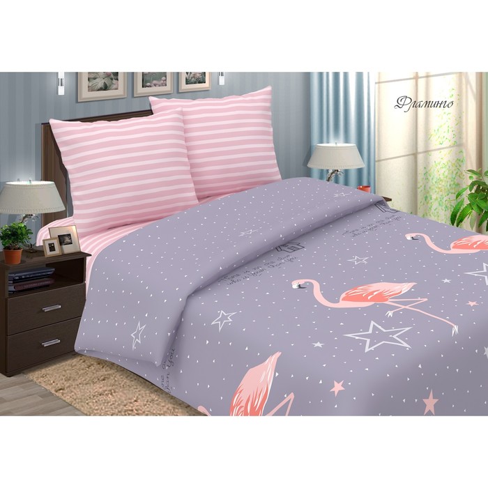 фото Комплект постельного белья pastel фламинго семейный